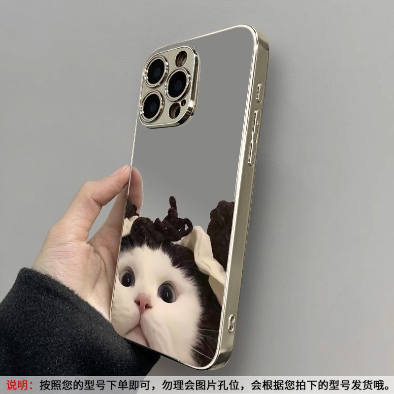 Mengmeng cat applies to Apple 17promax personalized new mobile phone case iPhone mirror creative apple 17promax