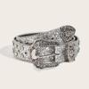 Water Crystal Women Belt With Alloy Buckle For Retro Style Fashion Accessory