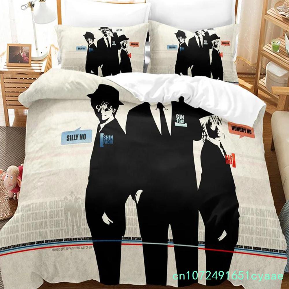 3D-gedrucktes Gintama Bettwäsche-Set Anime Gintoki Sakata Bettdeckenbezug Doppel Twin Full Queen King Erwachsene Kinder Bettwäsche Steppdeckenbezug