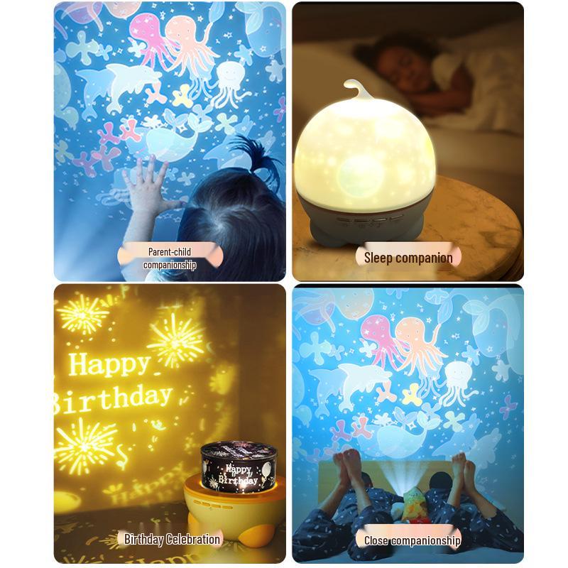 Adorable Starry Sky Night Light Projector for Kids - Seven-Color Rechargeable Atmosphere Lamp