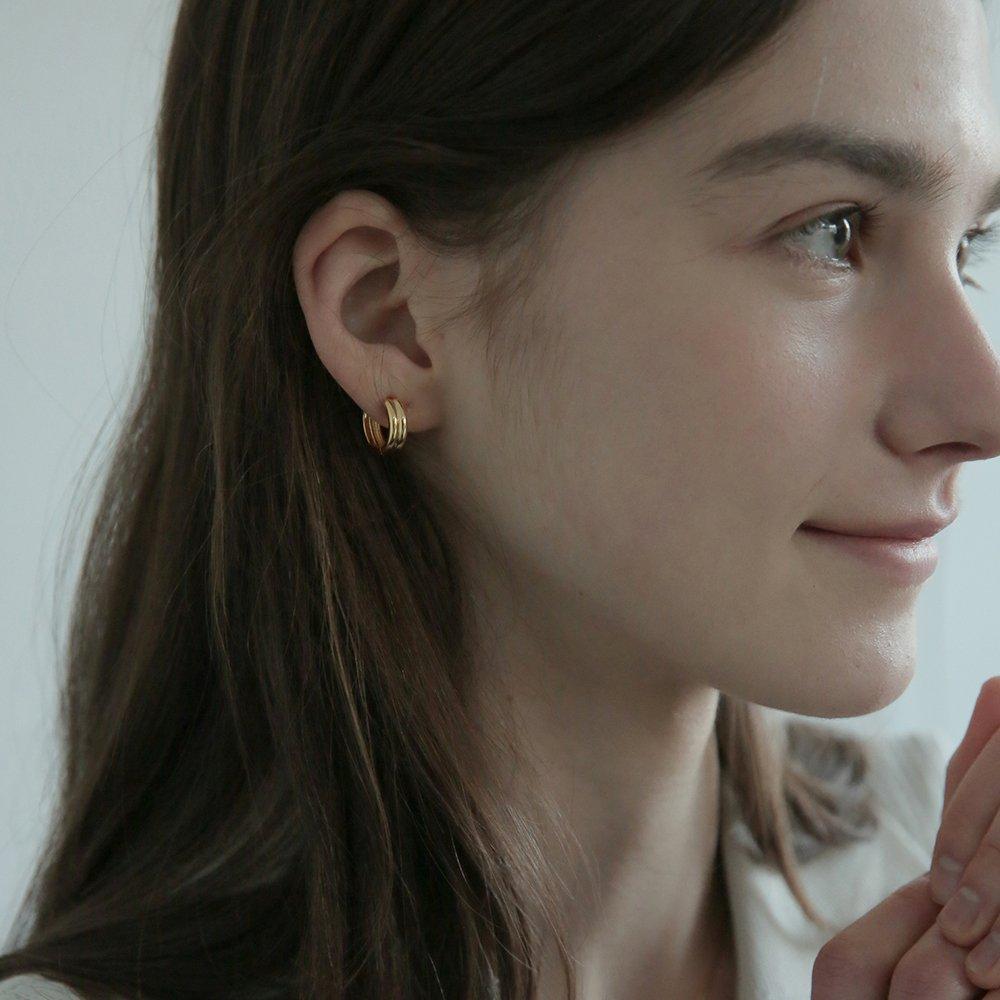 14K Gold-Filled Silver Angel Ring One-Touch Earrings