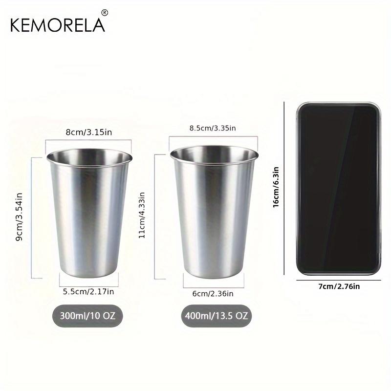 KEMORELA 2/4PCS Stainless Steel Cups 300/400ML Stainless Steel Tumblers Pint Camping Cups Drinking Glasses Stackable Metal Cup