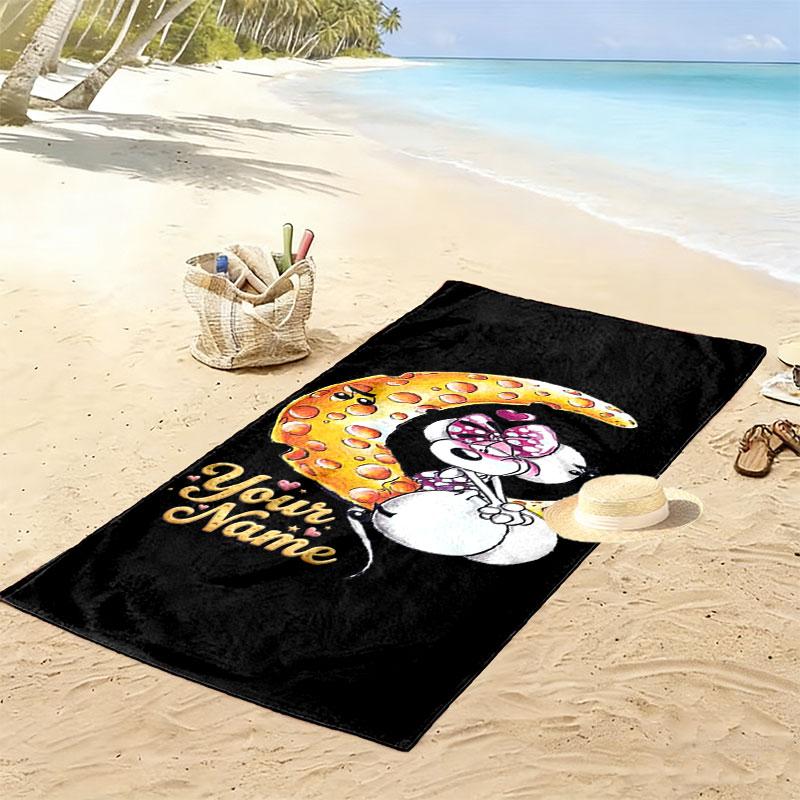 Diddl Custom Name Print Beach Towel, Large Soft Quick Dry Towel for Beach Camping Swimming