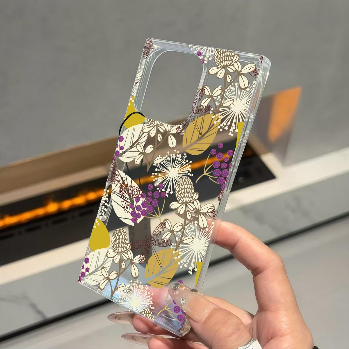 

Clear Square Back Tube Case Protection For iPhone 16 ProMax 13 12 15 Plus 11 14 Pro Max Anti-Oxygen,Dragonflies and Leaves Pattern Casing iphone 11 ProMax