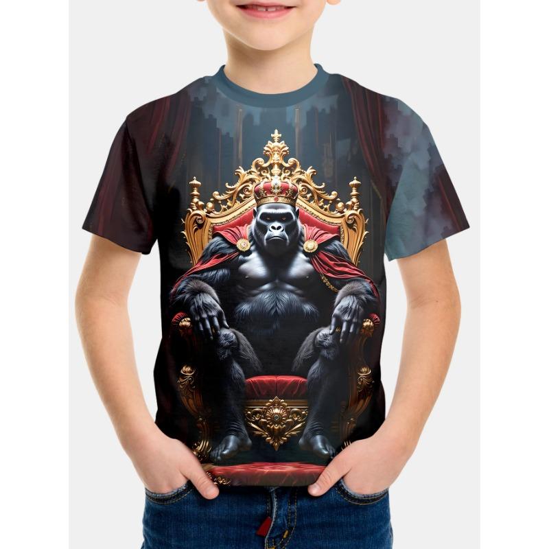 Summer Round Neck 3D Cartoon Pattern Printed T-shirts Fashionable Casual Short Sleeved Children's Boy T-shirts