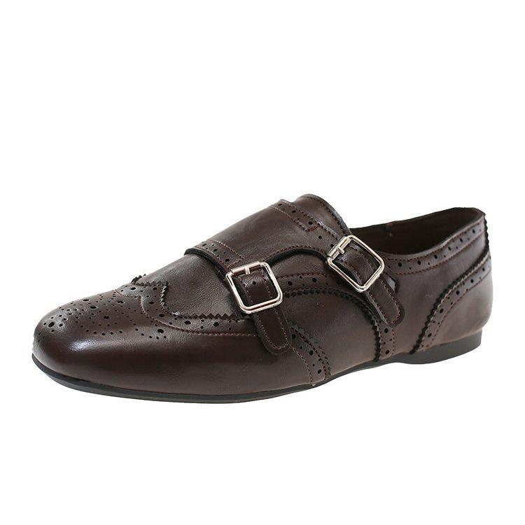 Retro inner height-increasing small leather shoes to keep warm in winter Korean one-pedal commuting single shoes Lazy fluffy shoes 35