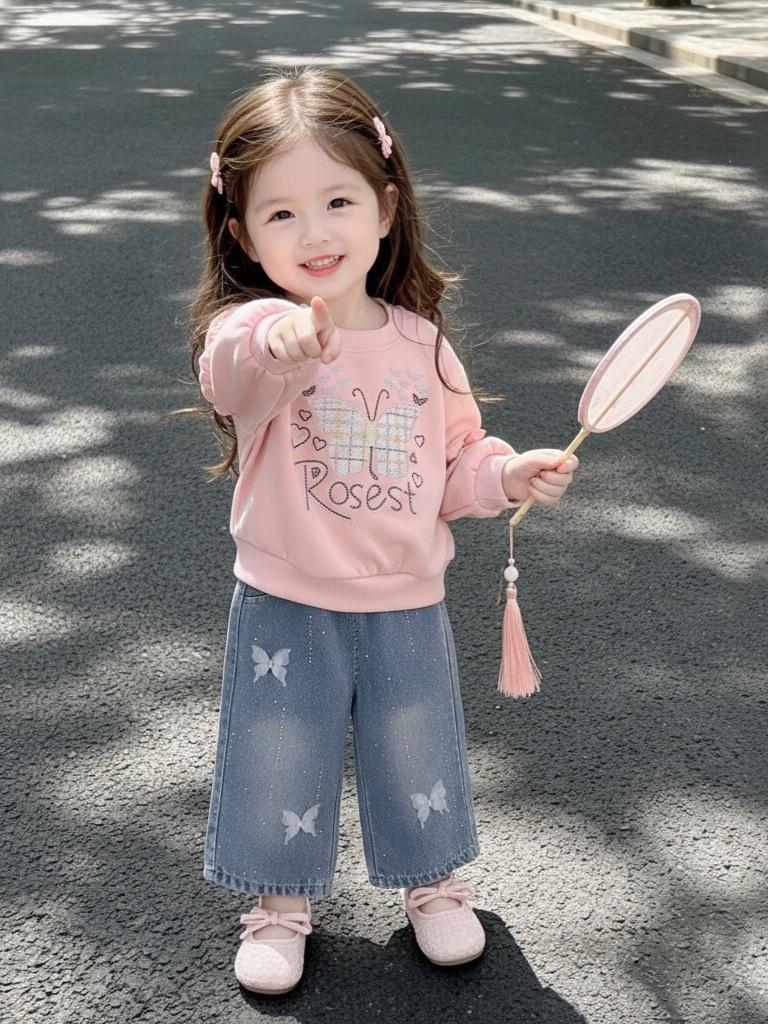 Korean Style Children's Spring/Autumn Long-Sleeve Hoodie Set for Girls - Street Style Casual Wear 2026