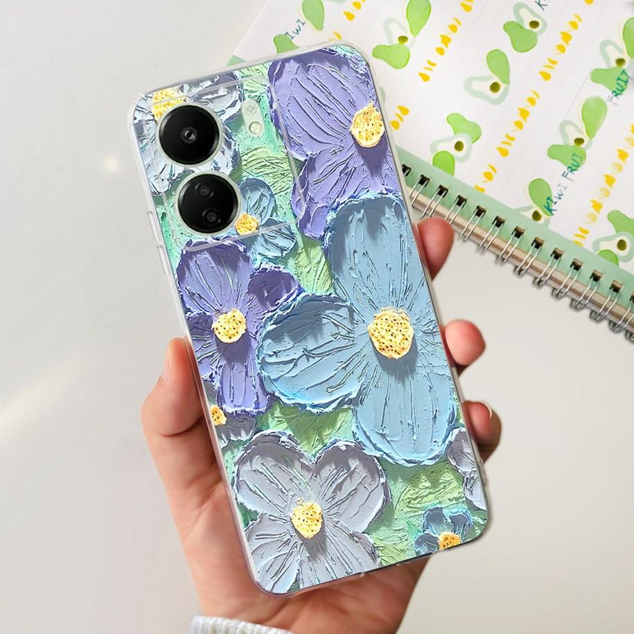 For Xiaomi POCO C65 Case Transparent Silicone Soft TPU Phone Cover For Xiaomi Mi Poco C65 Protective Bumper PocoC65 Flower Funda