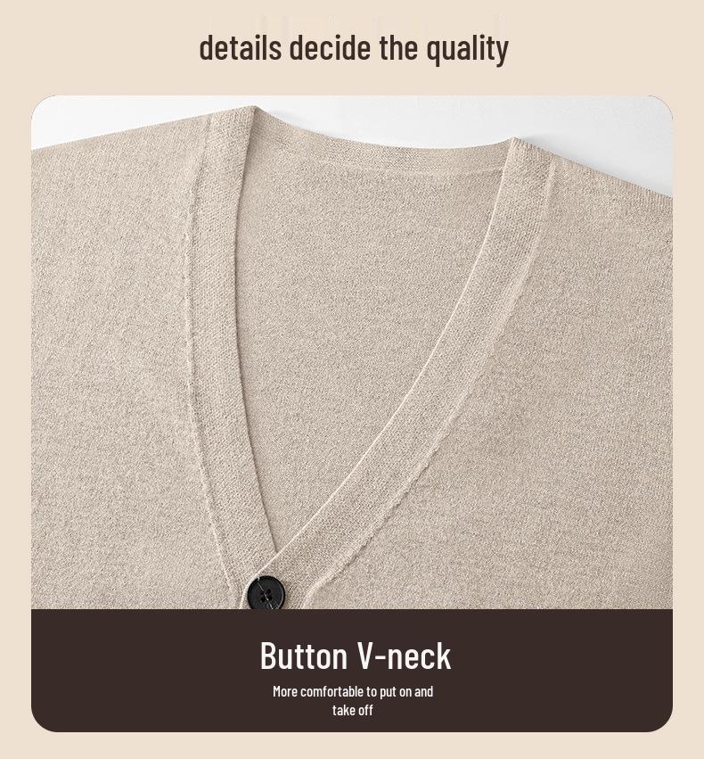 Herren V-Ausschnitt Strickjacke aus Wolle und Modal: Herbst/Winter Business Pendler Pulloverjacke