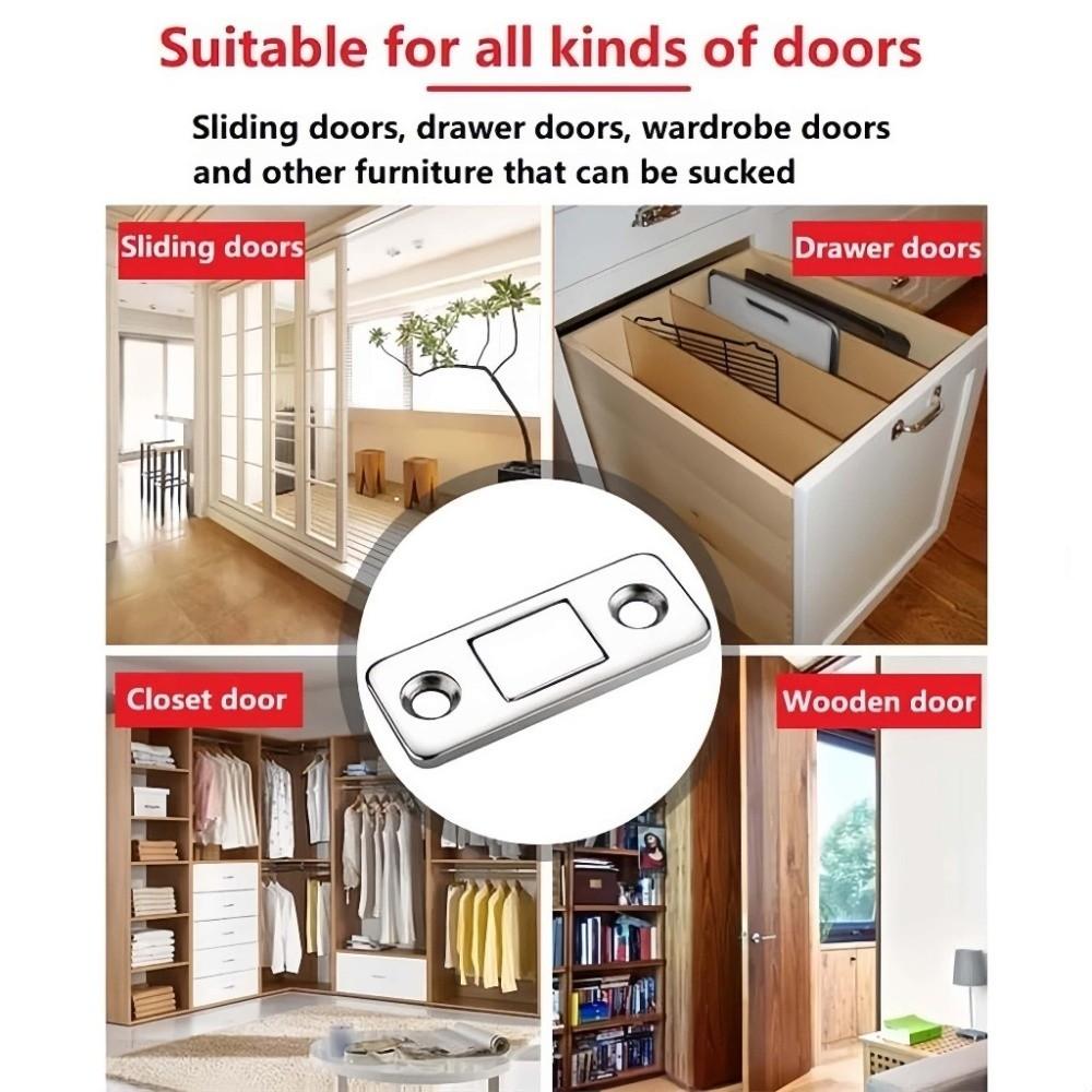 Punch Free Stainless Door Closer Ultra Thin Drawer Magnet Lock Stopper Kitchen Closet Closer