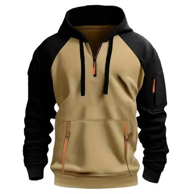 Cross-Border Spring and Autumn Men's Sweatshirt Sweatshirt Sweatshirt Zipper Multi-Pocket Pullover Raglan Sleeve Sports Casual Fleece Sweatshirt