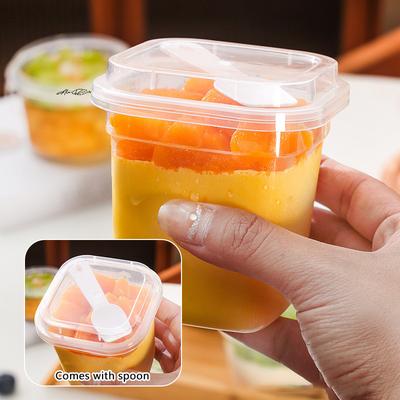 Σετ 20 Τεμαχίων Κύπελλα Επιδόρπιου 220/280ml Πλαστικά Κύπελλα Πουτίγκας Με Καπάκια Και Κουταλάκια Για Κέικ Ζελέ Γιαούρτι Ορεκτικό Επιδόρπιο Κύπελλα Ψησίματος