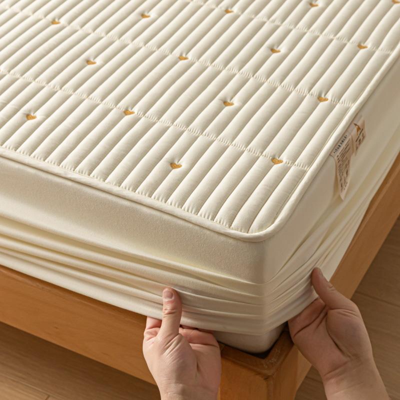 1pc Thicken Quilted Fitted Sheet For Double Bed Solid Color Cotton Anti-mite Bed Cover Fundas De Colchón King Mattress Cover180