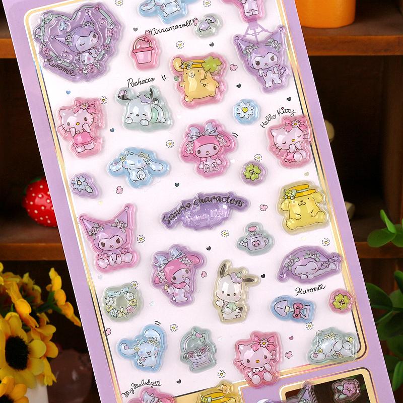 Sanrio Hello Kitty 3D Relief Sticker Scrapbooking Cartoon Girls Diy Diary Phone Case Laptop Luggage Stickers Stationery Decals