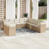 Vidaxl 11-Cz. Set di Mobili da Giardino con Cuscini, Beige, Polyrattan