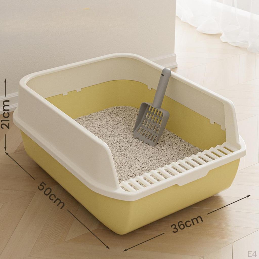 Cat Litter Box Open Top Kitten Potty Toilet High Sided Tray Green