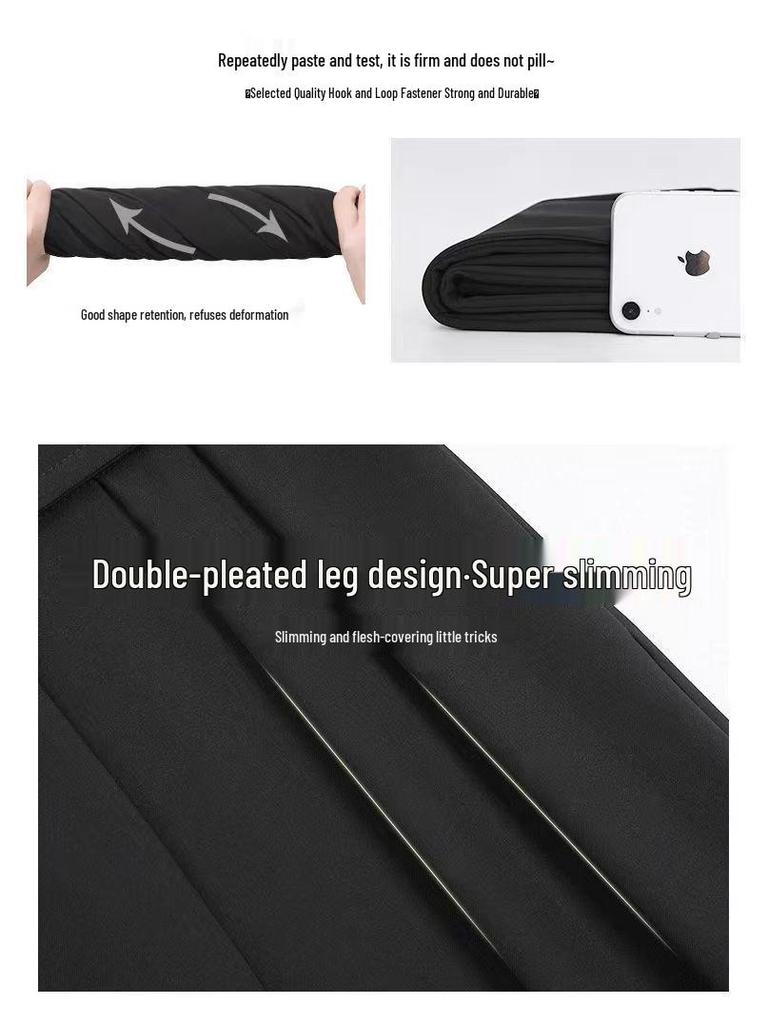 2025 Damen High-Waist Klettverschluss Weitbein-Hose: Frühlings-/Herbst-Casual-Drapierung Bodenlange Hose