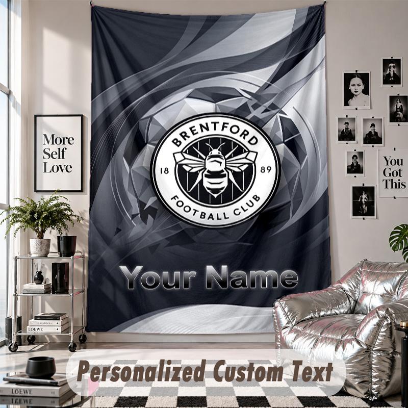 Custom Tapestry Wall Hanging, Brentford Football Personalized Name Text Home Wall Decor