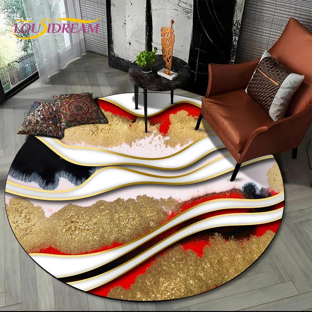 

HD Colour Gold Nordic Marble Splendid Round Area Rug,Carpet for Living Room Bedroom Sofa Playroom Decor,kids Non-slip Floor Mat 60cm x 60cm