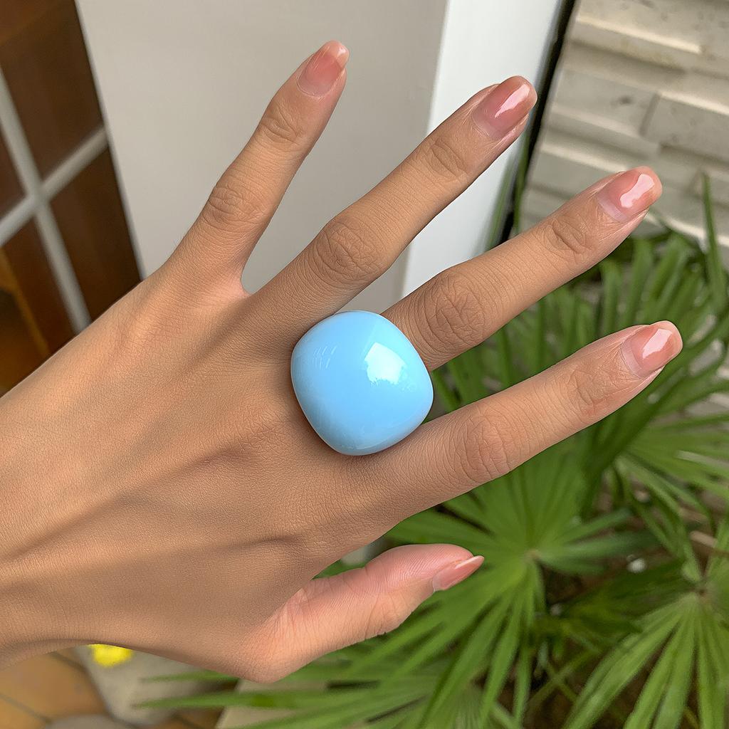 Ingemark 6 Colors Trendy Simple Irregular Acrylic Rings Women Vintage Colorful Resin Knuckle Rings New Year Aesthetics Jewelry