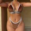 Neuer Sexy Neckholder Hoher Beinausschnitt Bikini Damen Badeanzug Damen Bademode Zweiteiliges Bikini-Set Gepolstert Badekappe Badeanzug Schwimmen