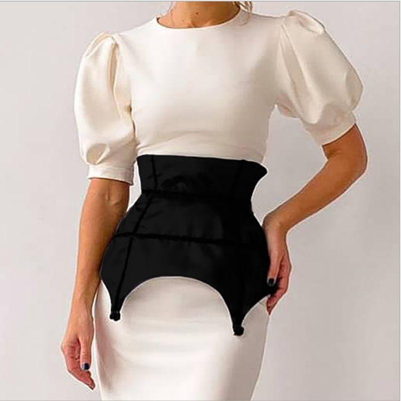 2021 European and American New High Waist Puff Sleeve Dress