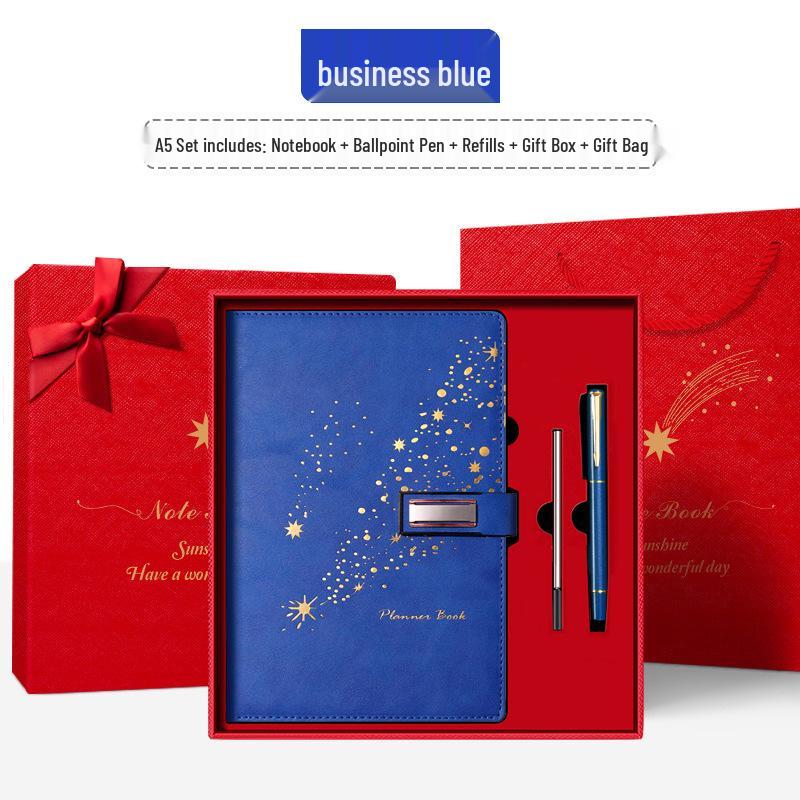 Set de regalo de cuaderno Star Double Line 2026: Libro de registro de reuniones de negocios y oficina de mayor grosor