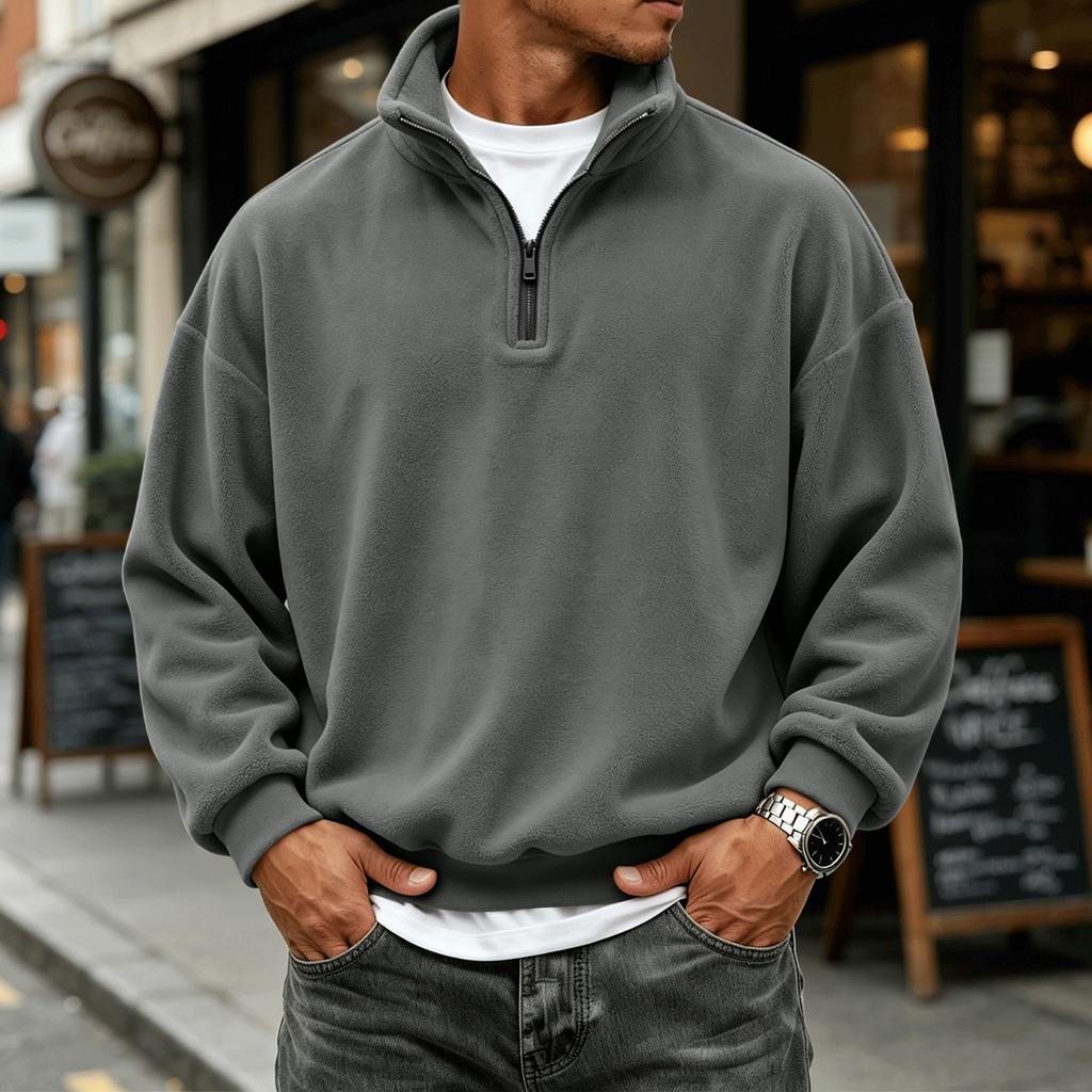 Men's Pullover Sweatshirt with Collar Long Sleeve Casual