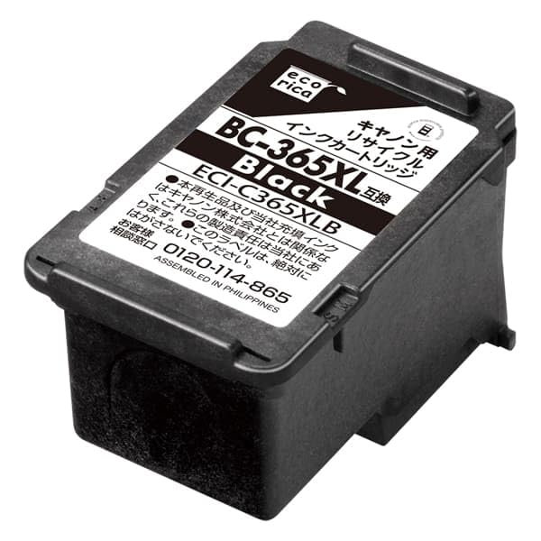 

Ecorica Recycled Ink Cartridge for Canon with Remaining Ink Level Display Envelope BC-365/BC-366/BC-365XL, Black, EC-BC365XLB, (Ecorica Package) чорний