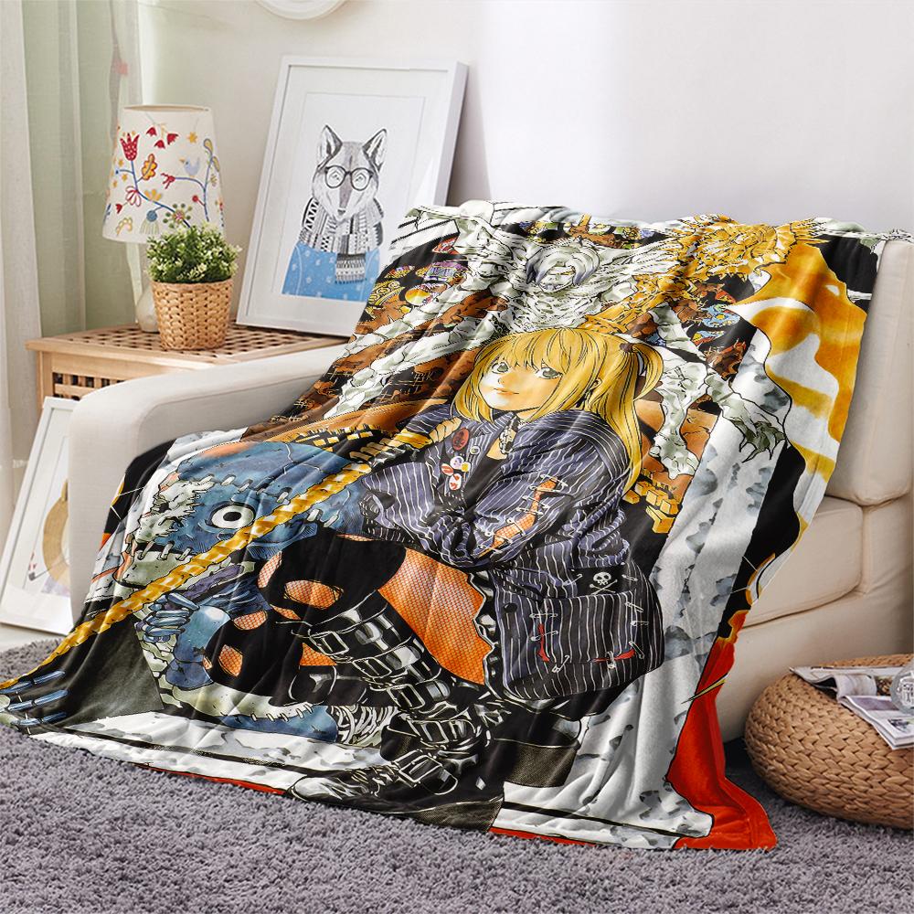 1Pc Death Note Print Flannel Blanket, High Quality Comfortable for All Seasons, Home Decor, Warmth and Comfort, Perfect for Christmas Gifts
