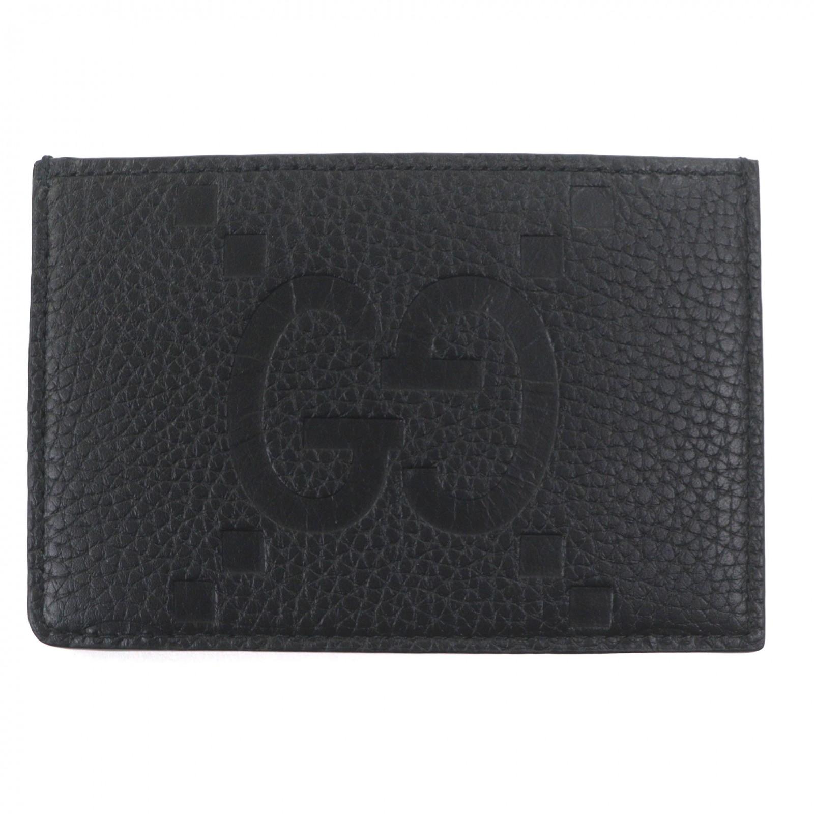 

Excellent GUCCI Card Case Jumbo GG Pass Case black leather mens 812681 Used