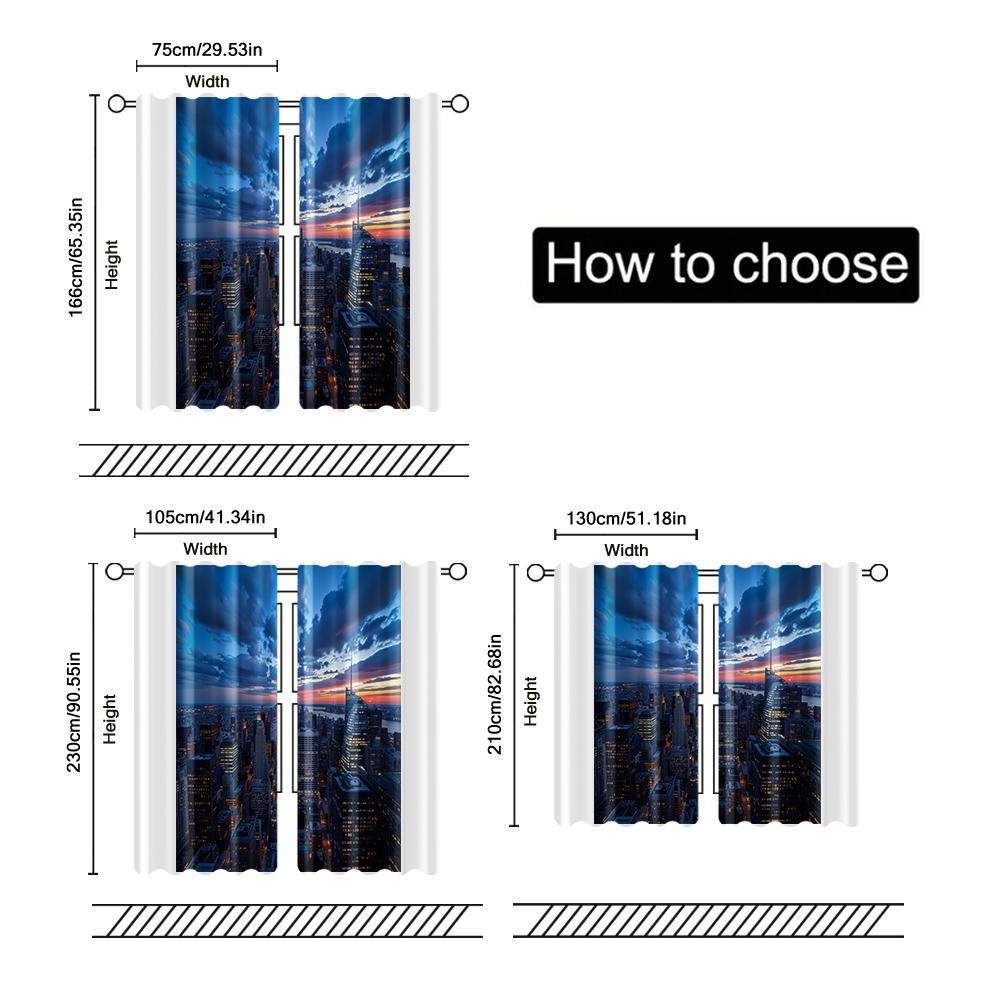 Filtering Curtains Excluding Rods Non Movable Without Batteries Building Landscape Use Bedrooms Living Set Of 2 Made Polyester Sleeping Area Decor