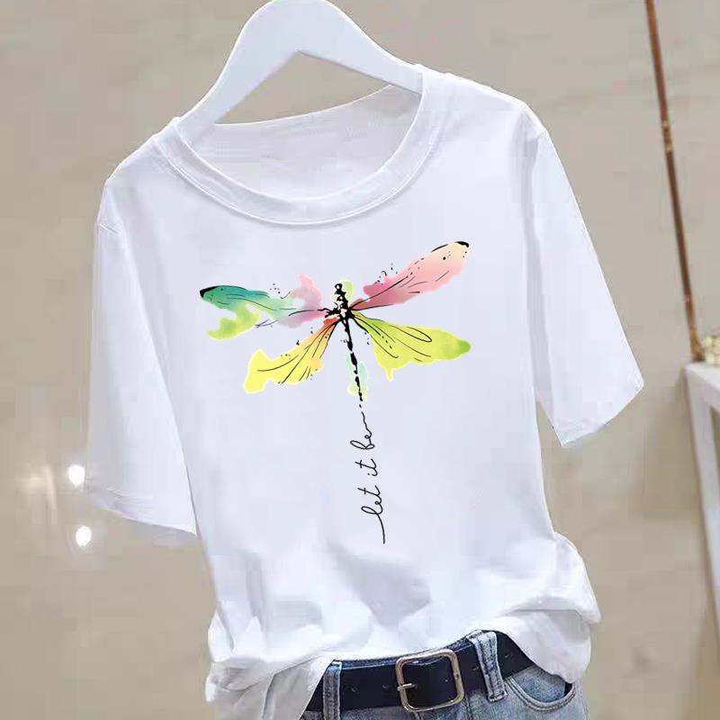 A New Heart-shaped and Cute Women's Commuter Instagram Summer Printed Short-sleeved Round-neck T-shirt Women Clothing Graphic
