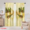 2pcs,2D Plane Printing Popular Curtains Christmas Bow Holly Berries Ornaments (2) Polyester Fabric (without Rod) Room Decor
