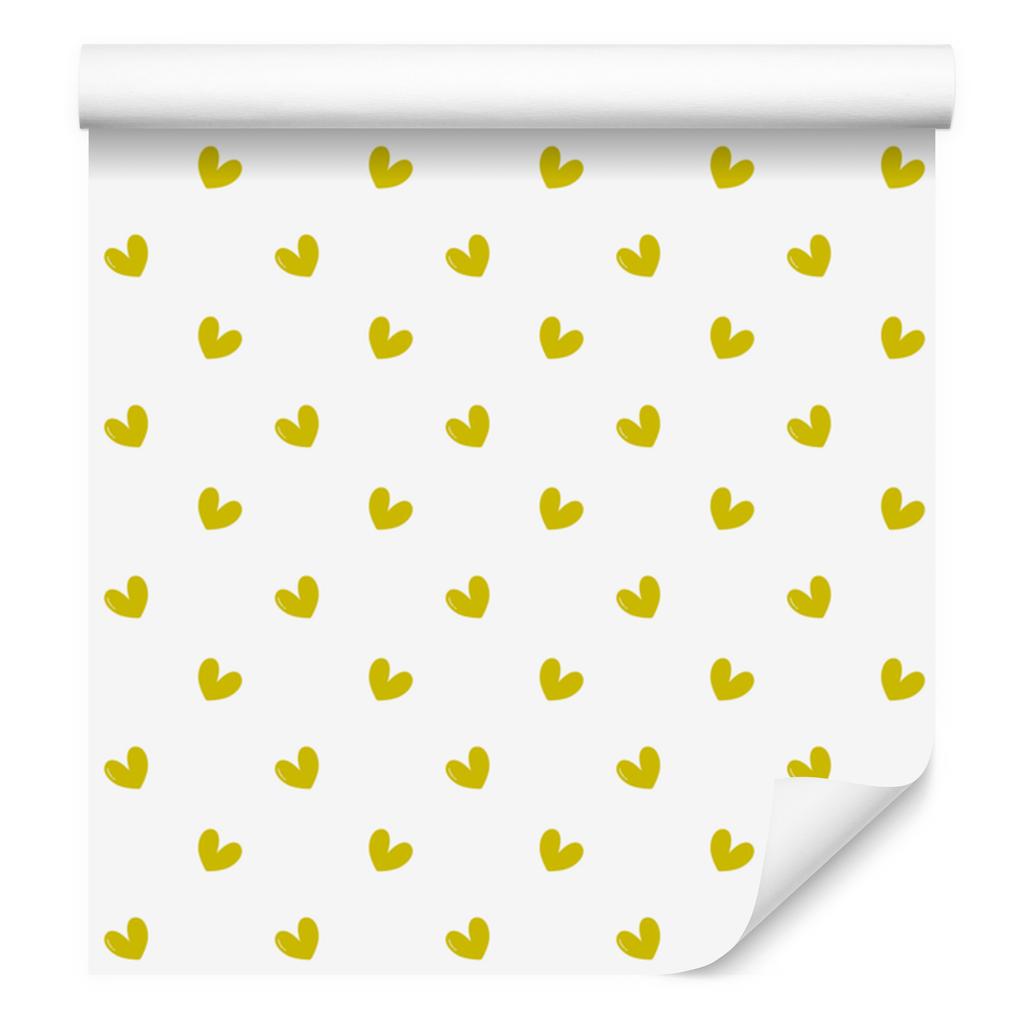 Heart Wallpaper White, Cream and Yellow 50x1000