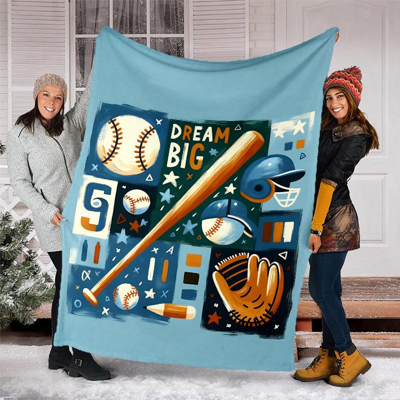 Baseball Theme Printed Blanket - Perfect for Couch, Bed, Travel & Outdoor Use | Machine Washable, Cozy & Durable.