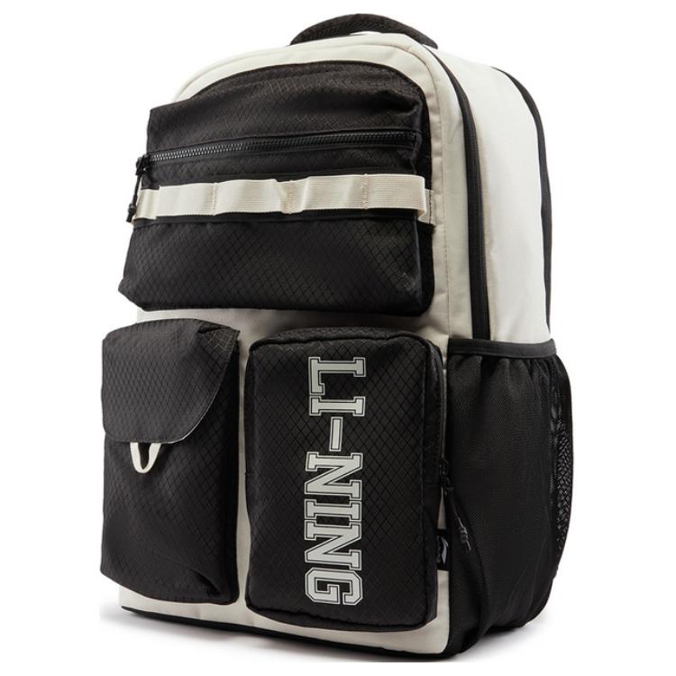 New LiNing Sports Life Collection Polyester Backpack Unisex Black & Silver Birch Gray ABSV003-2