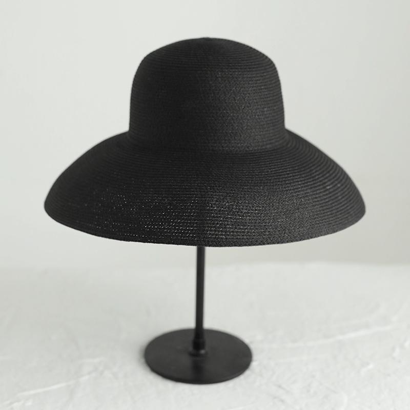 2023 New Natural Grass Women Summer Eaves French Hepburn Wind Foldable Fashion Sun Hat Beach Sunscreen Sunshade Basin Bucket Hat