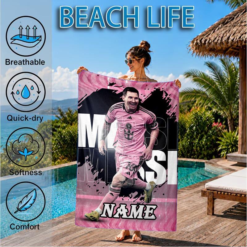 Custom Name Argentina's Victory Celebration Beach Towel Microfiber Beach Towel, Lightweight and Quick-Dry, for Summer Travel, Swimming Pool Gift