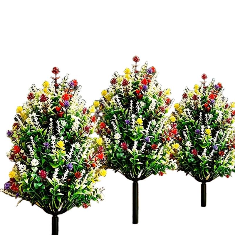 Artificial Multicolor Flower Topiary Stake Lightweight Realistic Waterproof Fake Shrub for Campsite Decor