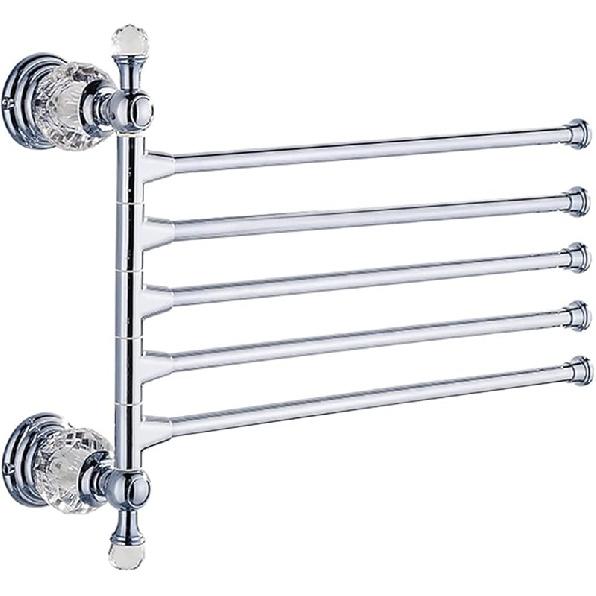 OusIka Настенный держатель для полотенец в ванную, Хрустальная полка для полотенец для ванной комнаты, кухни, Поворотный держатель для полотенец, Без сверления, Экономия места Golden Three