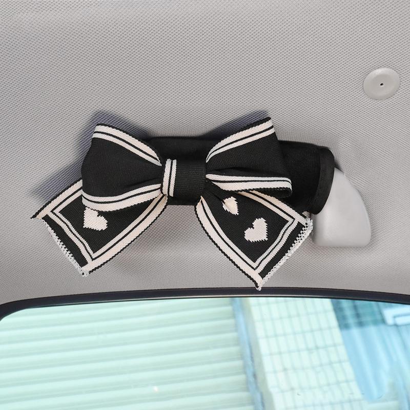 1Pc Red Bow Car Roof Armrest Plush Cover Auto Interior Pull Handle Gloves Protective Universal Handbrake Case Accessories