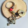 Brass Chinese Zodiac Keychain Handwoven Feng Shui Wealth Lucky Copper Coins for Small Business Owner Gift