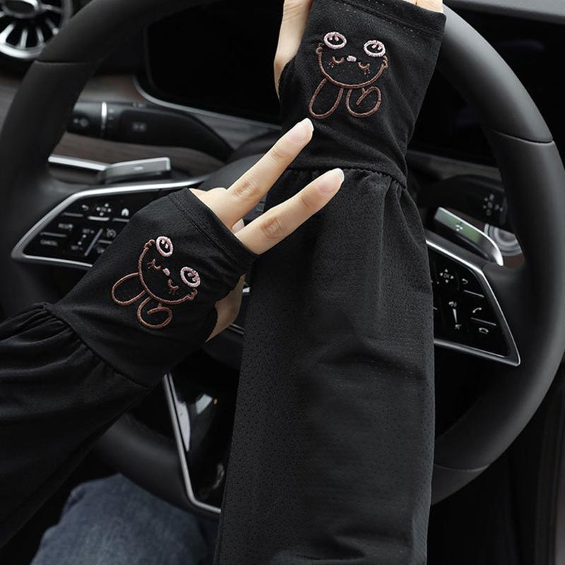 Summer Ice Silk Sun Protection Sleeves Outdoor Driving Uv Protection Rabbit Ice Sleeves Women'S Loose Arm Protection Sleeves