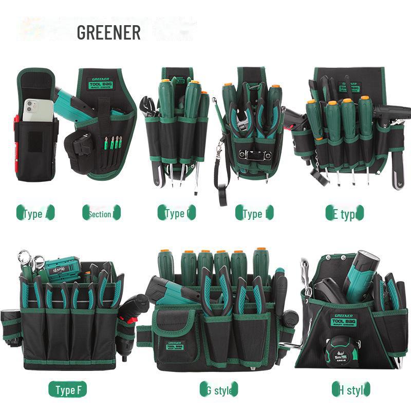 Riñonera de Herramientas Bosque Verde: Cinturón de Electricista Duradero, Impermeable y Multifuncional con Almacenamiento Resistente al Desgaste