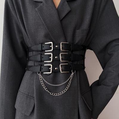Cintura a corsetto elastica Cintura da donna elasticizzata con nappe Cinture firmate per donna Cintura gotica nera Taglie forti