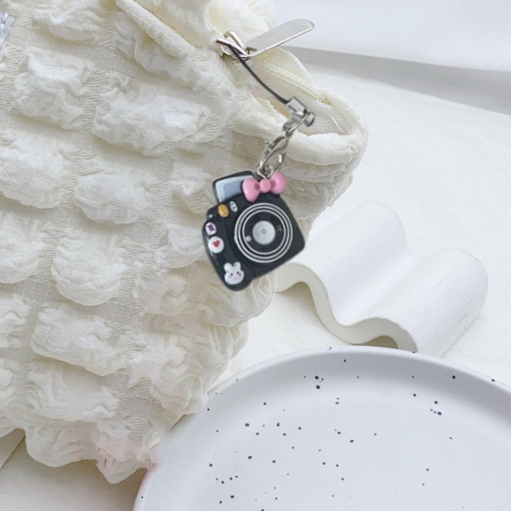Cute Cartoon Mini Macaron Camera Charm Keychain Pendant Lightweight Phone Chain Resin Accessory For Bags Keys