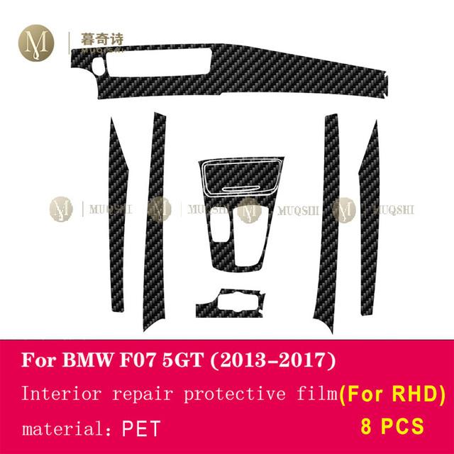 Für BMW F07 F10 F11 Serie 5 2011-2017 Auto-Innenraum-Kohlefaserfolie 5D PET Mittelkonsole Anti-Kratz-Widerstandsfolie Zubehör