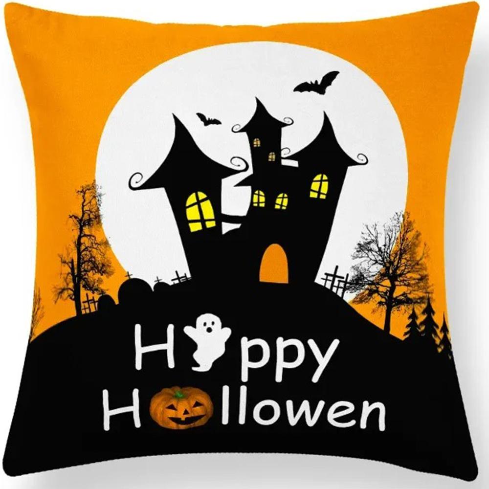 Halloween Dekorativt Kuddfodral Sött Spöke Pumpa Kattmönster Kuddfodral Lämpligt för Hem Vardagsrum Soffa Rum