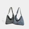 Lazy Feng Shui Wash Denim Bag Women's College New Artistic Canvas Shoulder Bag Large Capacity Casual Fashion Bag